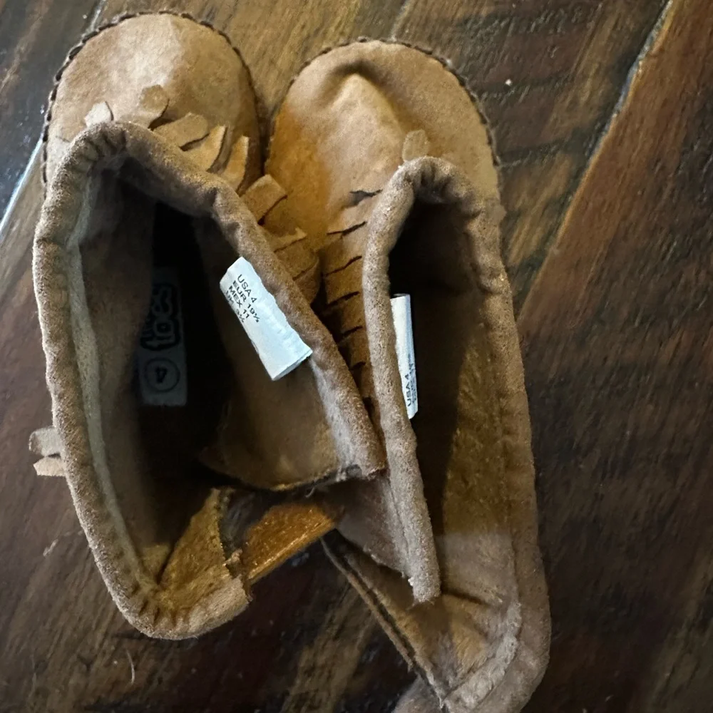 Teeny Toes Toddler Fringe Boots Brown Faux Suede Snap Closure Size 4